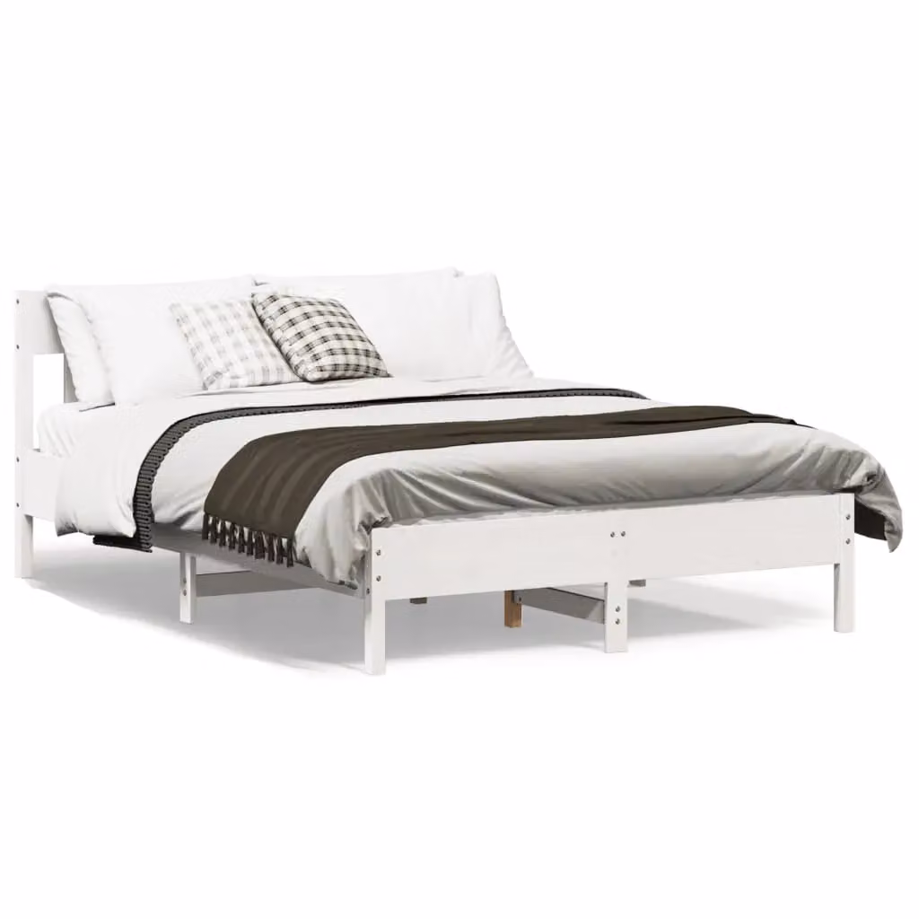 Berkfield Home White Solid Wood Pine Bed Frame W/D/H: 160 x 200 cm – 2
