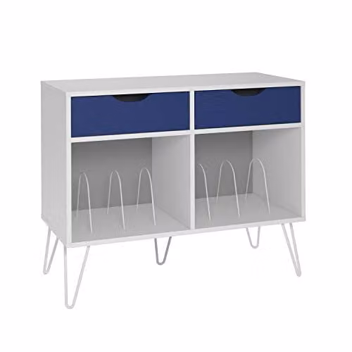 Ameriwood Home Harmony Turntable Stand in White and Blue – 3