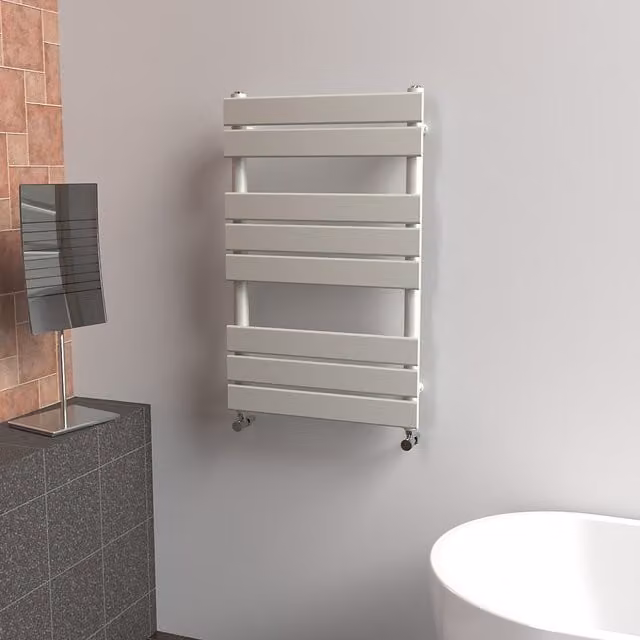 Lux Heat Flat Coloured Towel Radiator in Grey, Wall Mounted Steel