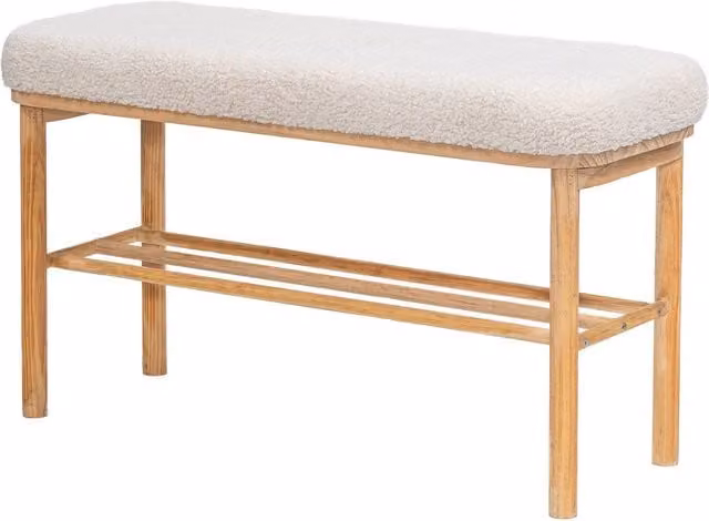 ASUGI Scandinavian White Wooden Shoe Rack and Entryway Bench – 1