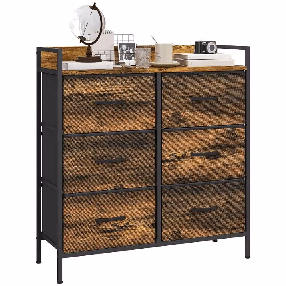 STILVORA Industrial Chest of Drawers with Metal Frame in Rustic Brown – 2