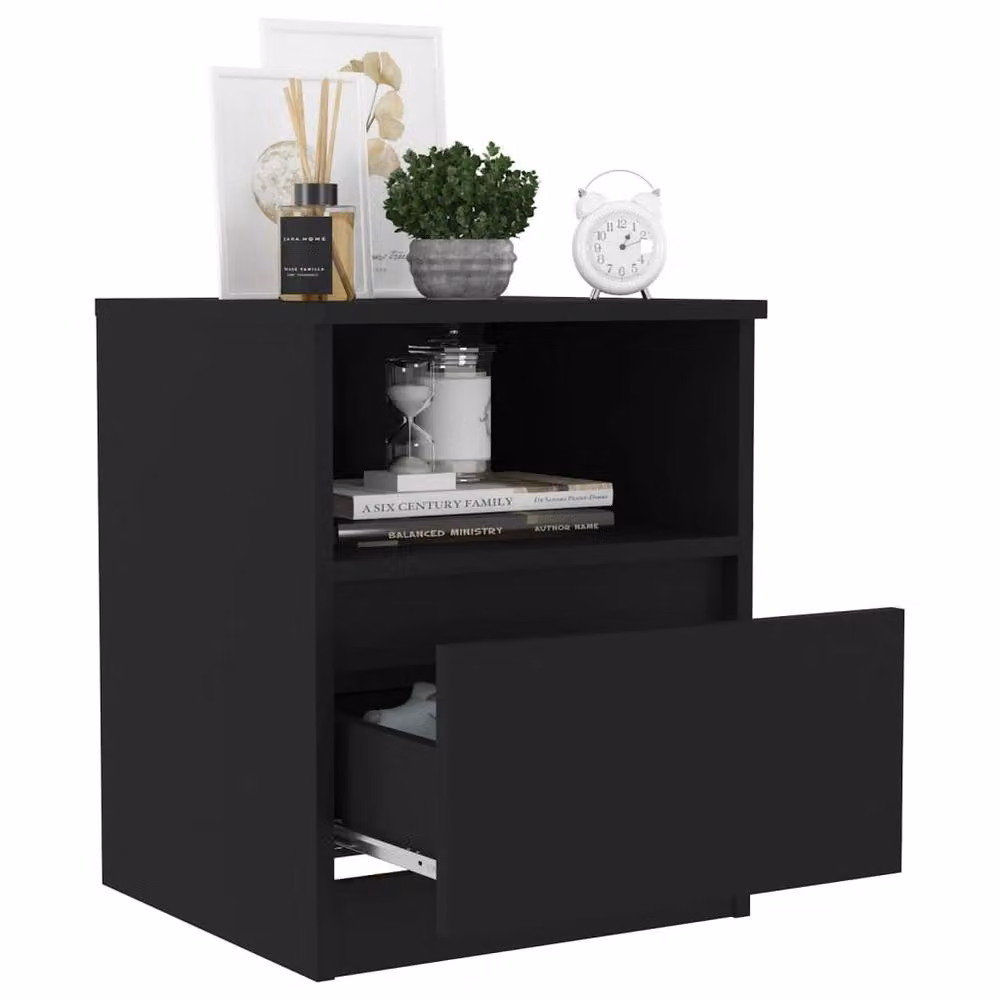 Berkfield Home Bed Cabinets, 2 Piece Set in Black, W/D/H: 40 x 40 x 50 cm – 5