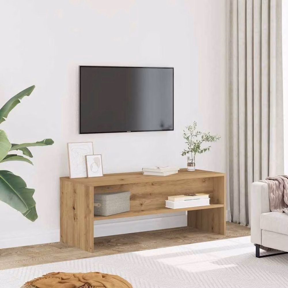 Berkfield Home Artisan Oak TV Cabinet in Brown, W/D/H: 100 x 40 x 40 cm – 2