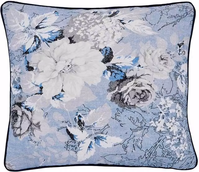 Bedeck of Belfast Ellis Floral Square Cushion in Light Blue Mix