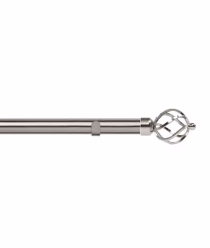 New Edge Blinds Silver Eyelet Curtain Pole Set with Cage Finial, 28mm Diameter