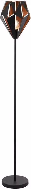 Loops Metal Floor Lamp in Black and Copper with E27 Bulb, Height: 152.5 cm