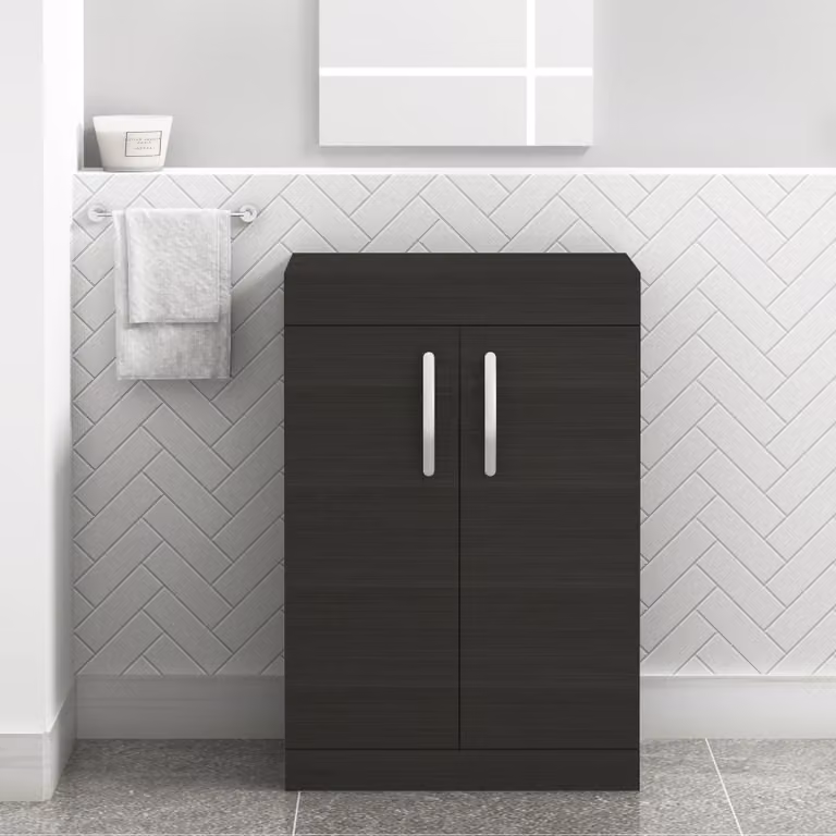Royal Bathrooms Turin Matt Black Floor Standing Worktop Vanity Unit with 2 Soft Close Doors