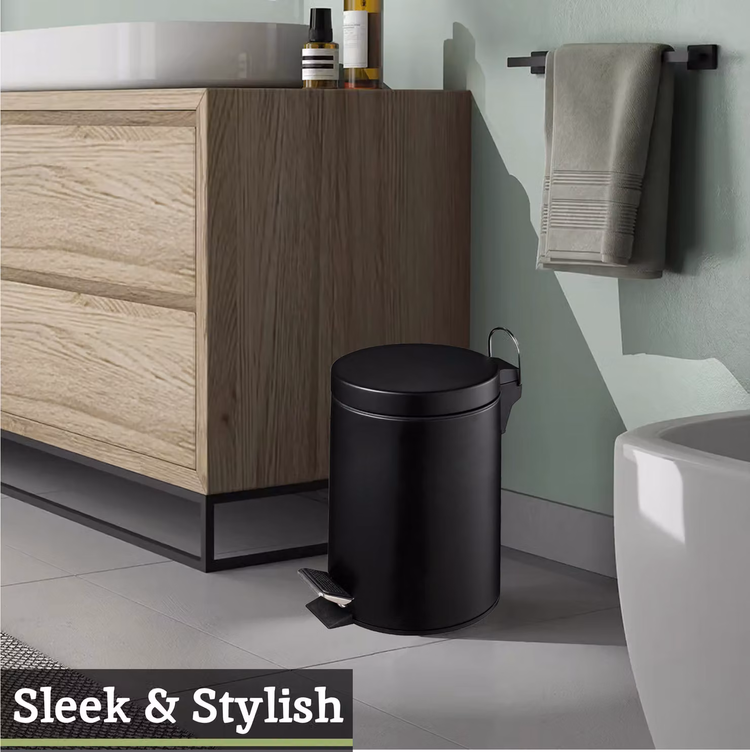 Premier Housewares 3L Turquoise and Black Pedal Bin with Removable Inner Bucket – 3