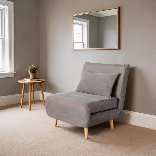 Home Source Lorena Clic Clac Single Upholstered Sofa Bed in Grey