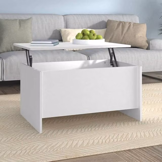 Berkfield Home Modern White Rectangular Coffee Table with Lift Mechanism, W/D/H: 80 x 55.5 x 41.5 cm – 1