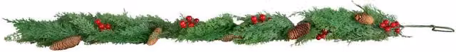 Samuel Alexander 1.50m Green Pine and Red Berry Christmas Garland with Pinecones – 2
