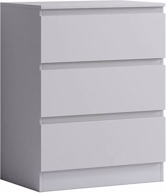 FORGEVIO 3 Drawer Matt White Bedside Table – 1