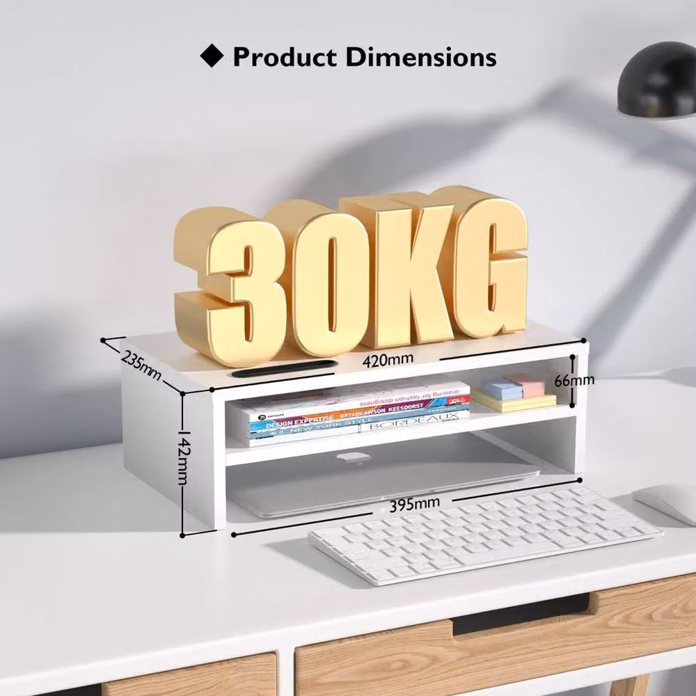 EONLION White Wood Monitor Stand Riser – 2
