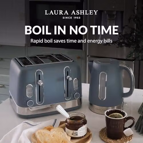 Laura Ashley VQ Stainless Steel Jug Kettle with Limescale Filter and Auto Shut-off, 1.7 l, Blue – 2