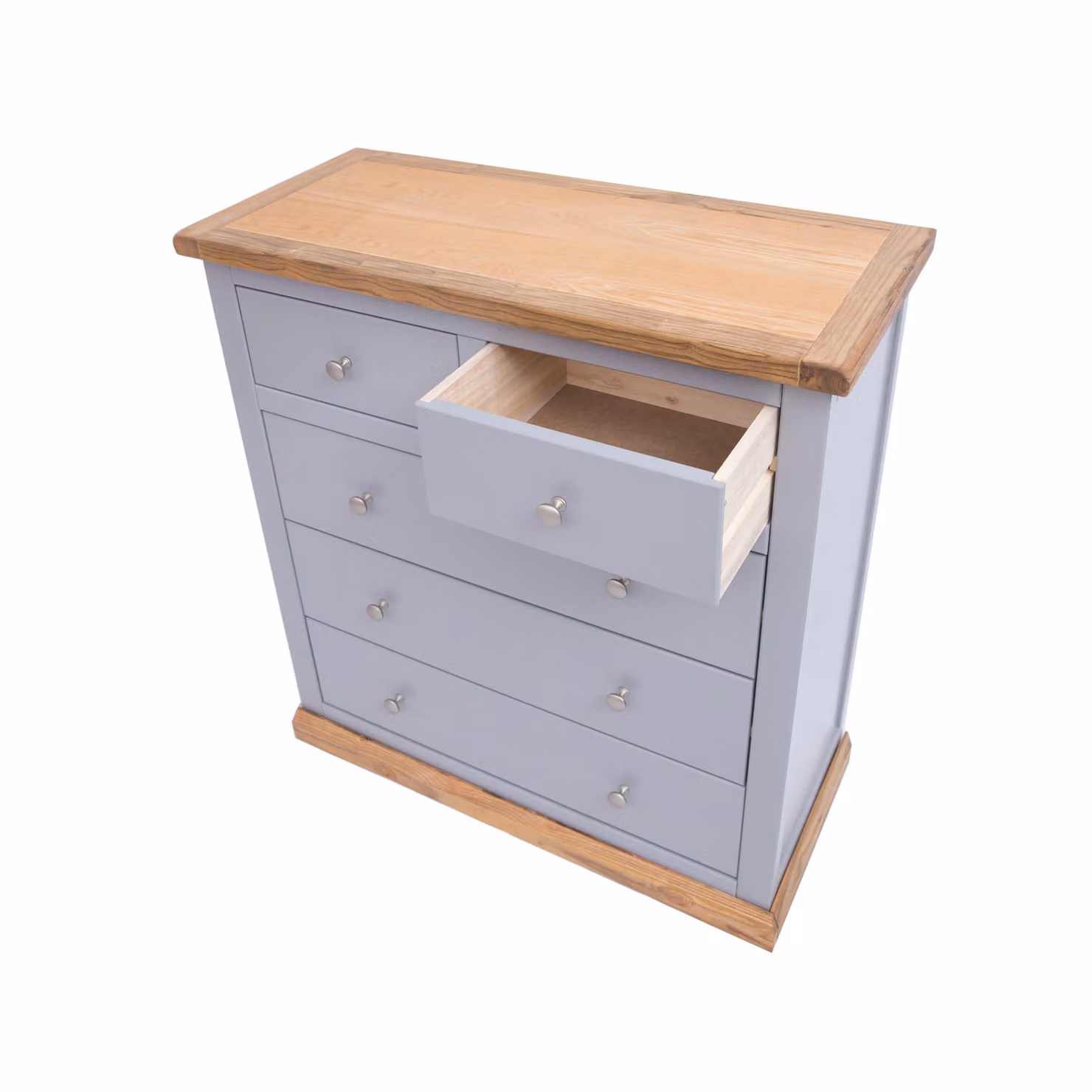 Cabinet Bits Biccari 5 Drawer Chest of Drawers in Grey with Chrome Knobs – 2