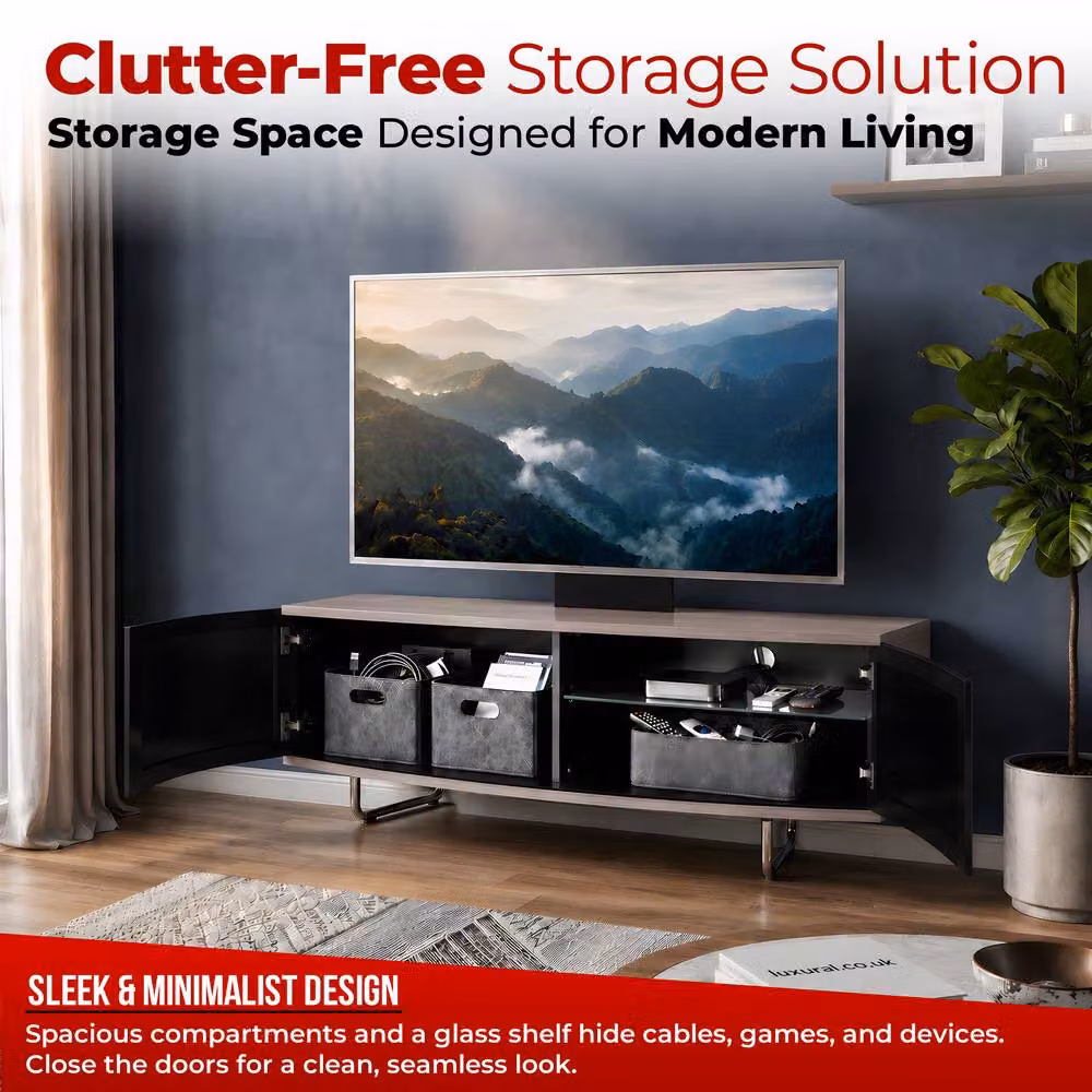 Centurion Supports CARU D-Shape Flat Screen TV Cabinet with Mounting Arm for 32-65 inch TVs, Multicolour, W/D/H: 120 x 39 x 43 cm – 4