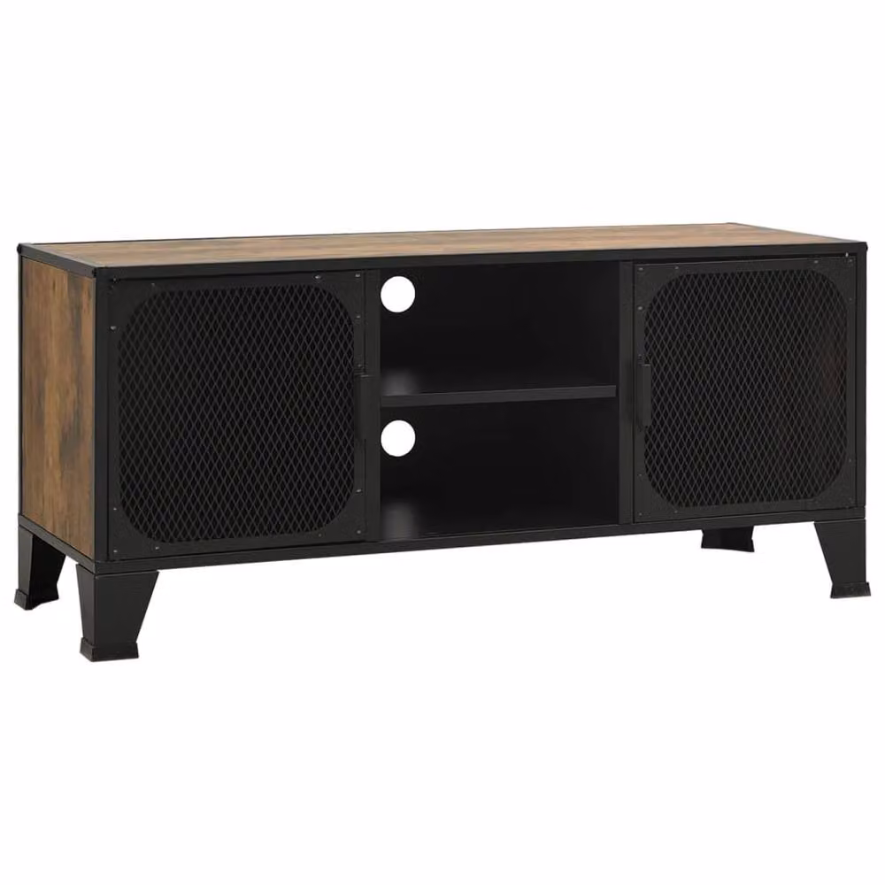 Berkfield Home Rustic Brown TV Cabinet in Metal and MDF, W/D/H: 105 x 36 x 47 cm – 3