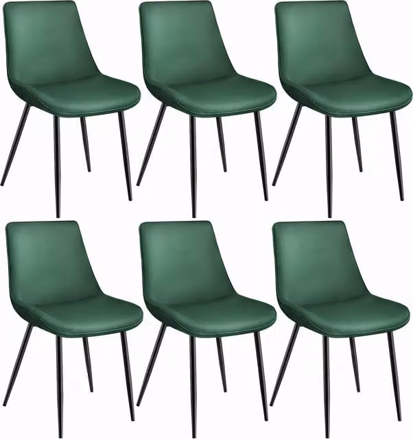 Tectake Monroe Velvet Accent Chair Set of 6, Dark Green