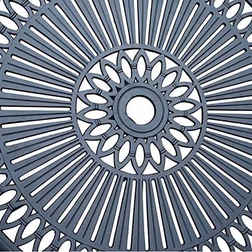 Outsunny 3 Piece Shabby Chic Cast Aluminium Bistro Set in Matt Black with Floral Design – 8