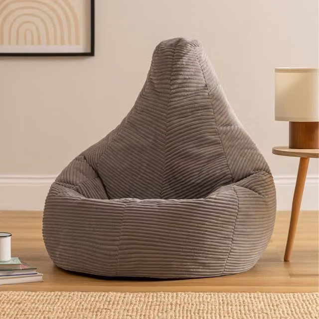 ICON Dalton Corduroy Bean Bag with Filling in Grey – 1