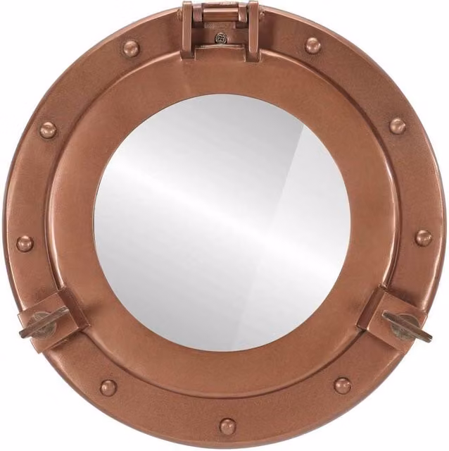 Berkfield Home vidaXL Porthole Wall Hanging Mirror in Copper with Aluminium and Glass, Diameter: 30 cm – 1