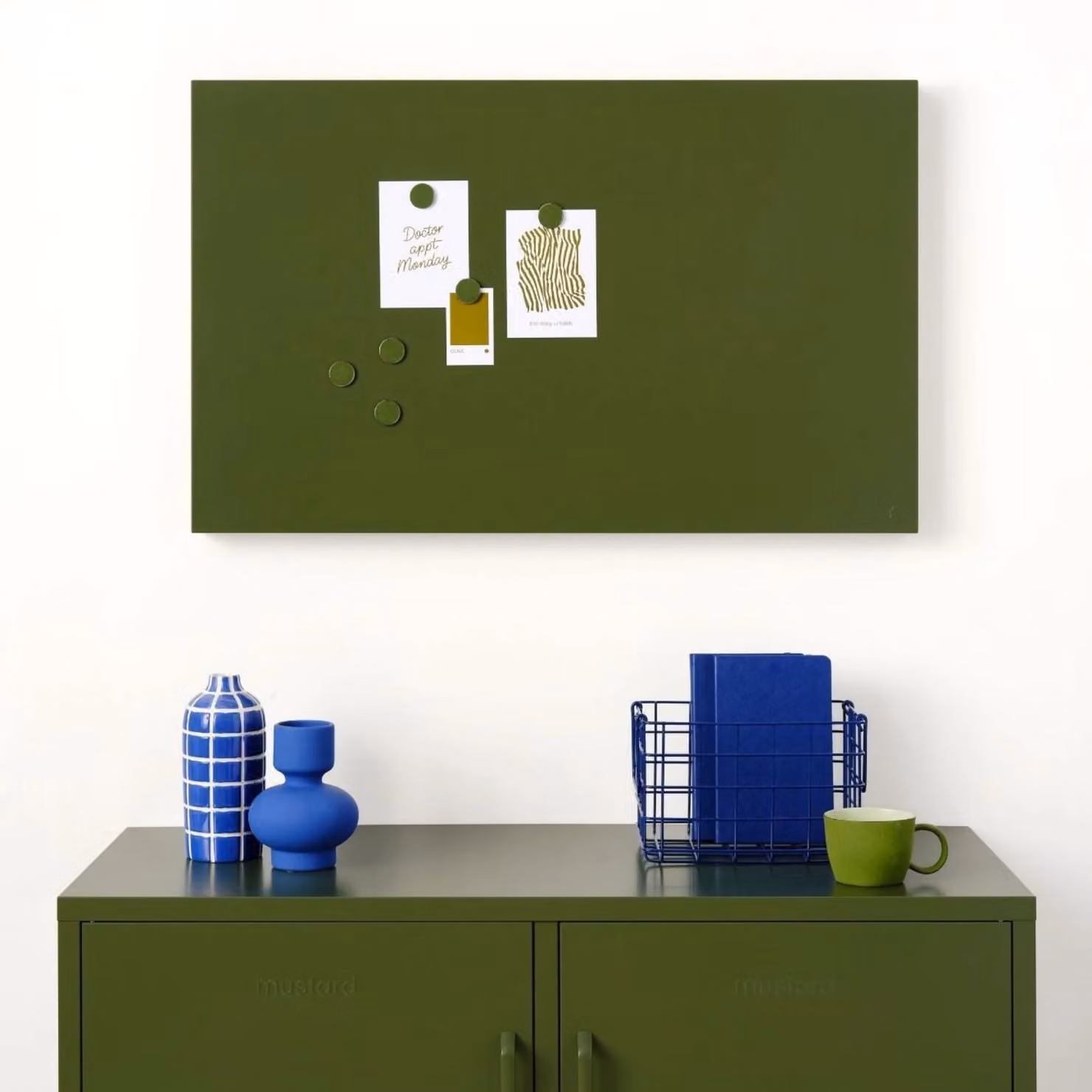 Mustard Made The Storyboard Metal Wall Organiser in Olive Green, W/D/H: 85.0 x 53.0 x 5.0 cm – 7