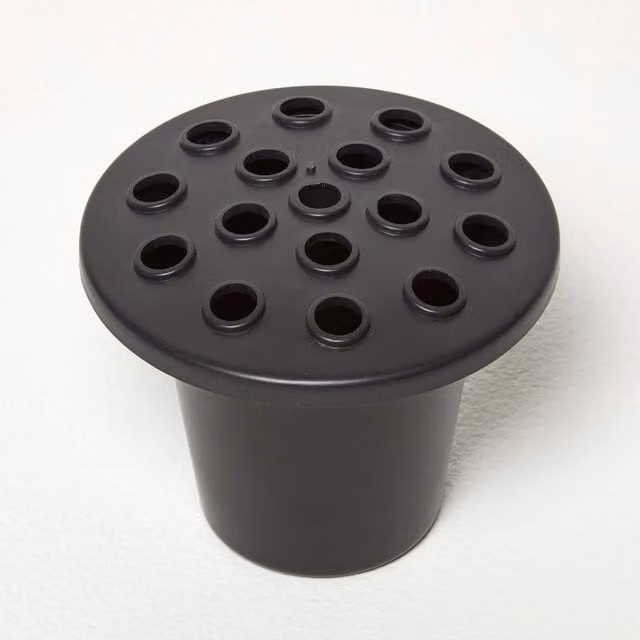 Homescapes Set of 2 Black Round Plastic Grave Flower Pots