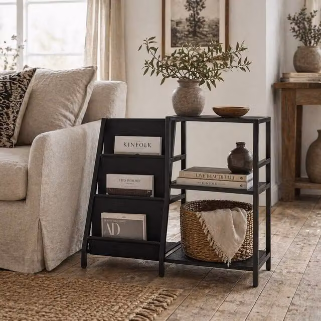 Wyld Haus Tapalo 3 Tier Black Wood Effect Record Player Stand Side Table – 1