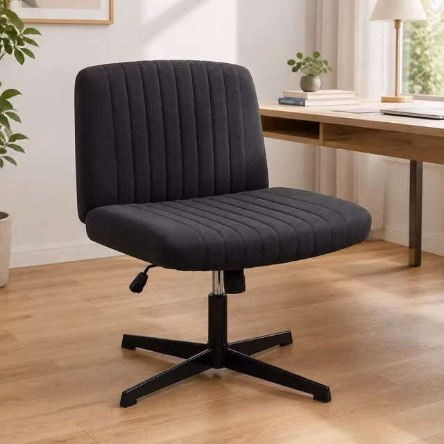STILVORA Modern Black Fabric Task Chair with Swivel and Weight Adjustment Function – 1