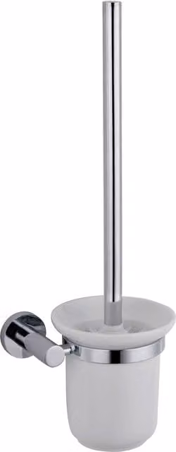 Nes Home Round Wall Mounted Bathroom Toilet Brush Holder in Silver Chrome