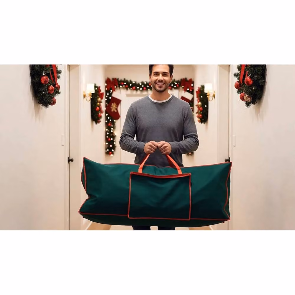 NESTLUNE Large Christmas Tree Storage Bag with Zip Pocket and Handles in Green – 2