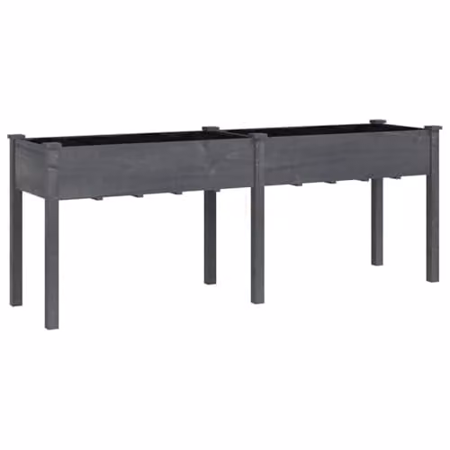vidaXL Grey Solid Wood Fir Planter with Liner W: 203 cm, D: 53 cm, H: 76 cm