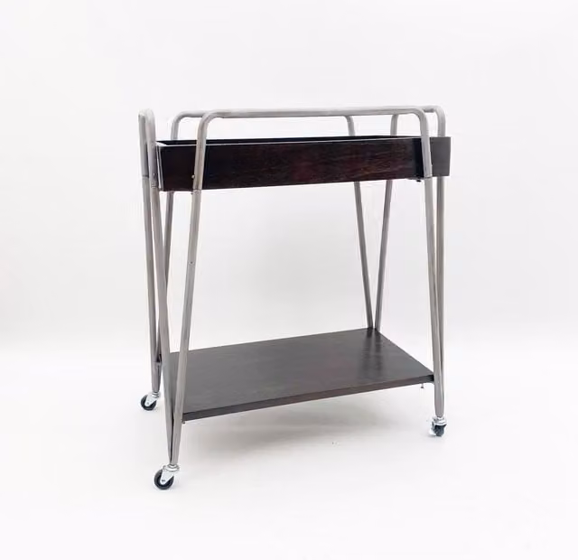 Minster Drinks Industrial Metal Kitchen Trolley in Brown, W63 x D35 x H75 cm