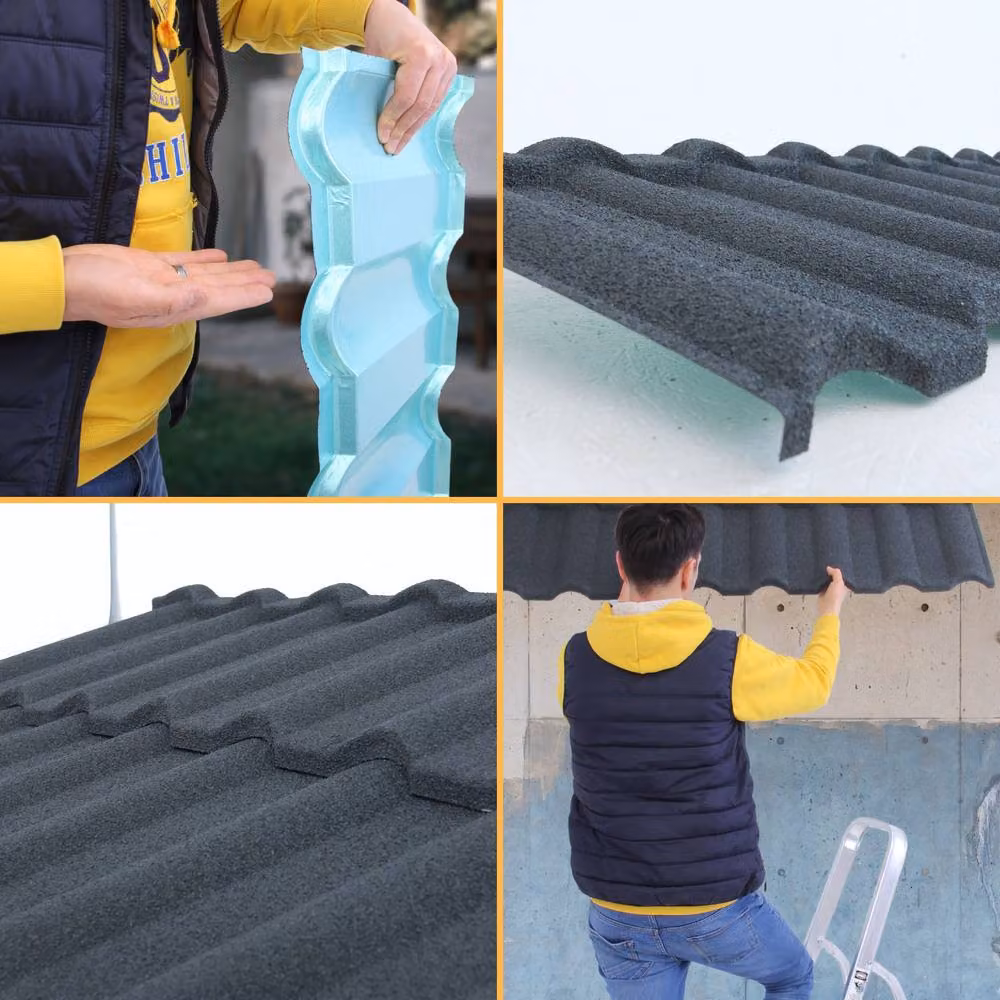 Novecrafto Stone Coated Galvanised Metal Roof Shingles, 5 Pack, Dark Green, Covers 2.37m² – 9