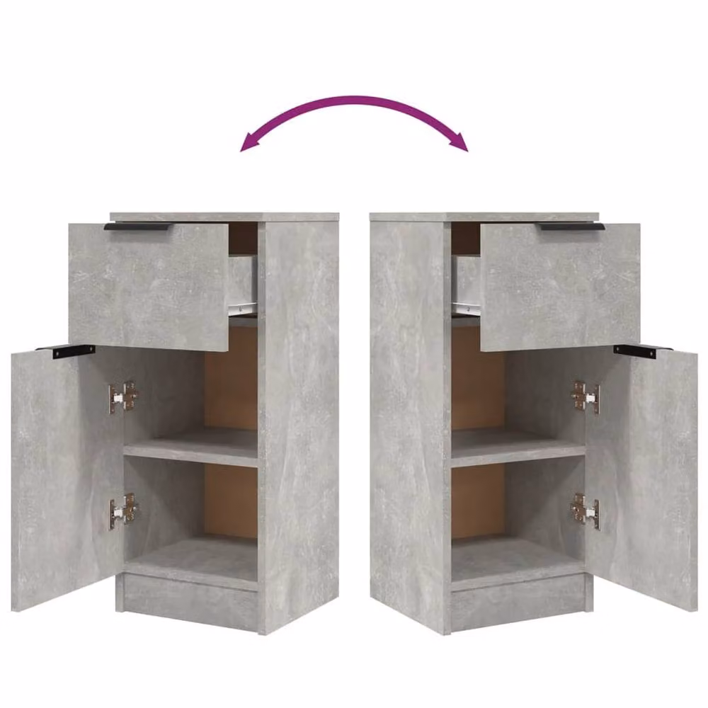 Berkfield Home Concrete Grey Abstract Sideboard in MDF, W/D/H: 30 x 30 x 70 cm – 2