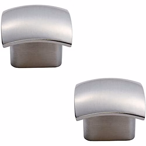 Loops 2 Pack Convex Face Cupboard Door Knobs in Brushed Silver, W: 33 mm, D: 30.5 mm – 1