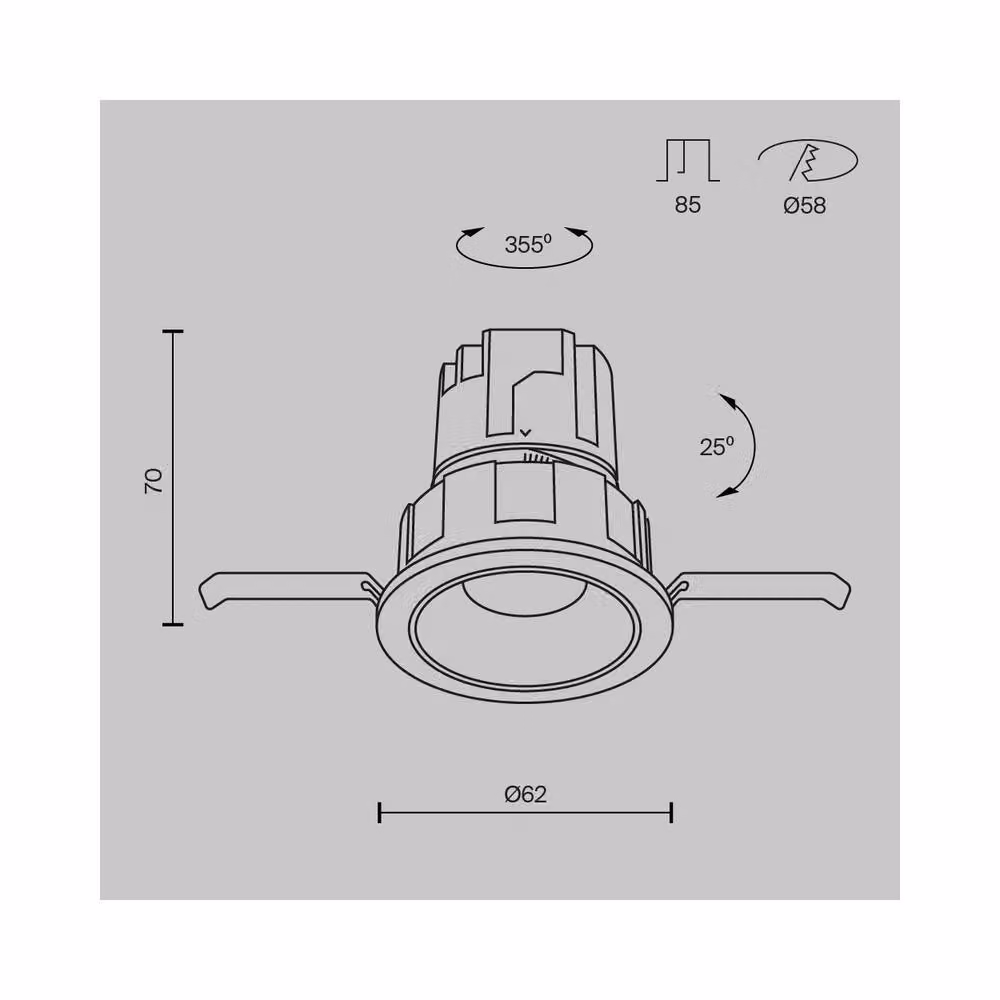 Netlighting Wise Recessed LED Downlight in Black, 3000K Warm White, 390lm – 2