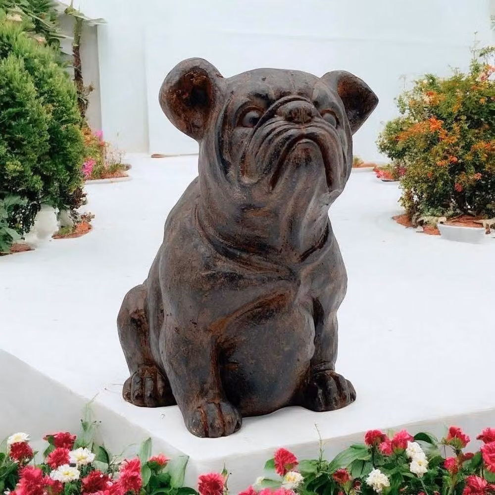 Minster Sitting Dog Garden Ornament in Brown, Stone, W: 30 cm, D: 30 cm, H: 33 cm – 4
