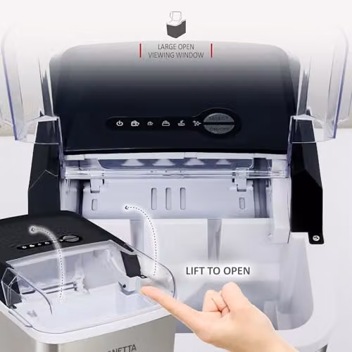 NETTA Ice Maker Machine with 12kg Capacity and 1.8L Tank in Stainless Steel and Black – 6