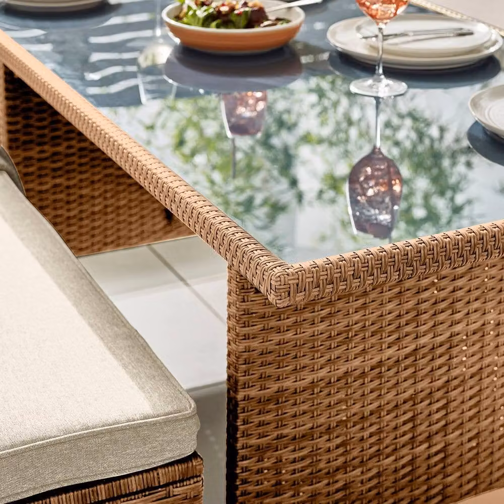 FurnitureboxUK Marbella 9-Seat Grey Rattan Garden Dining Set with Grey Cushions and Beige Glass Top W/D/H: 176 x 145 x 66 cm – 2