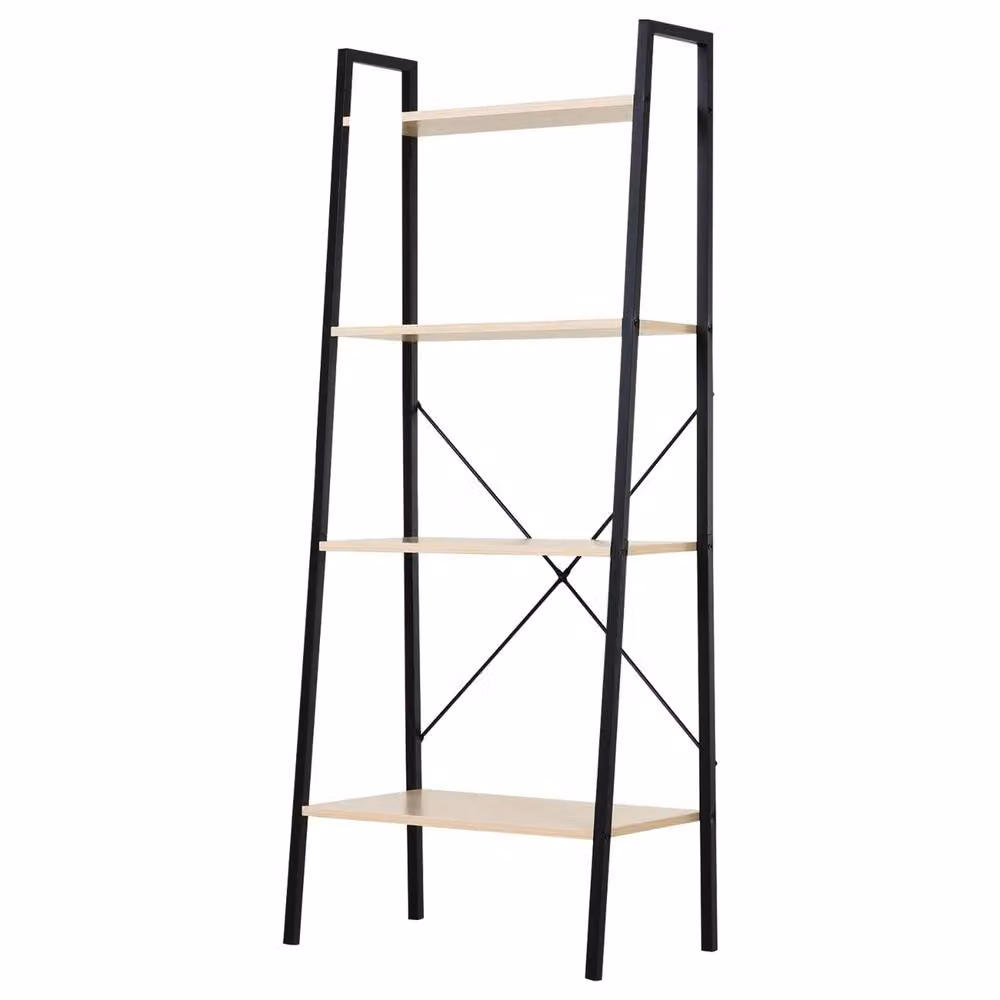 Pirlo Plush 4 Tier Freestanding Ladder Shelf for Living Room Storage, Beige, W: 37.5 cm, D: 37.5 cm, H: 145 cm – 5