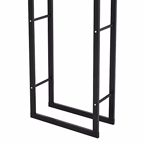 HOMCOM Metal Firewood Log Holder Rack in Matt Black W/D/H: 40 x 40 x 40 cm – 7