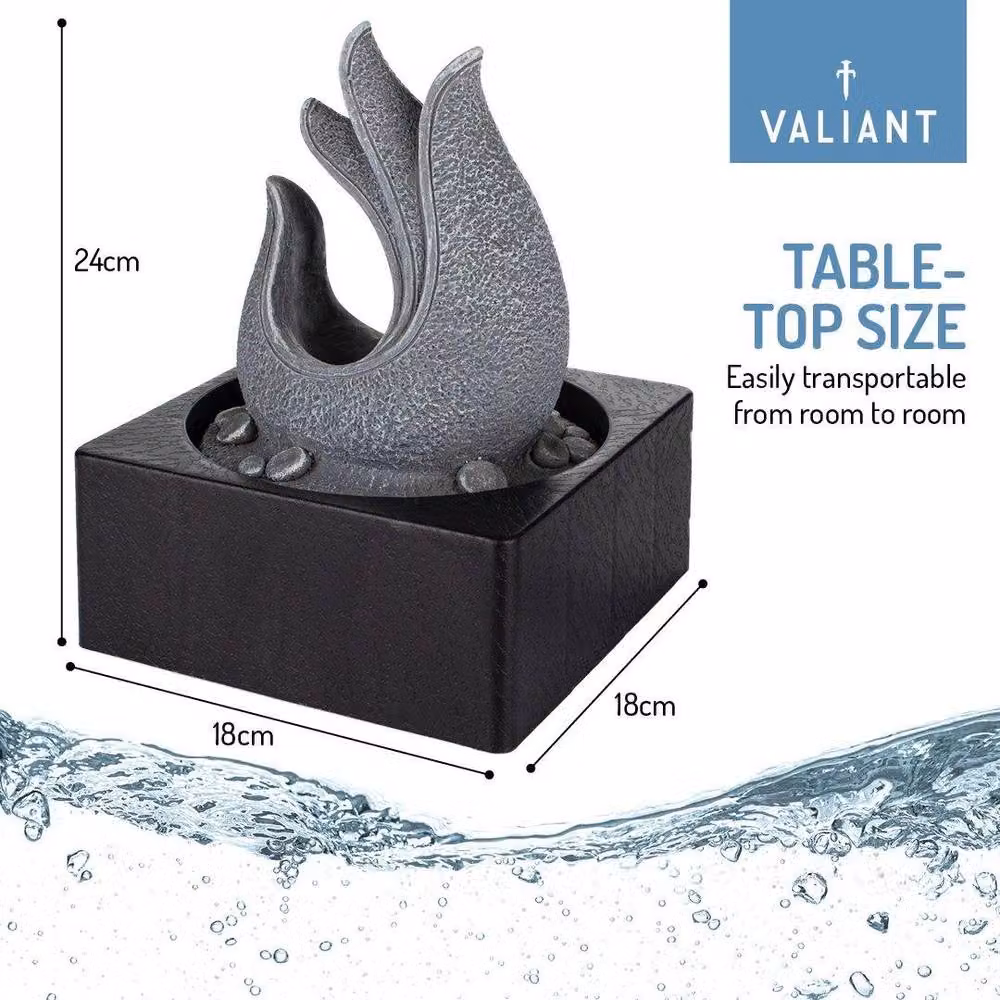 Valiant Fun Tabletop Water Fountain with LED Light, Grey, W/D/H: 24 x 18 x 18 cm – 5