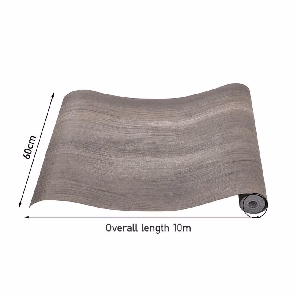 NESTLUNE Self-Adhesive Waterproof Vinyl Floor Paper Roll, Grey Wood Effect Plank, W: 52 cm, L: 1000 cm – 2