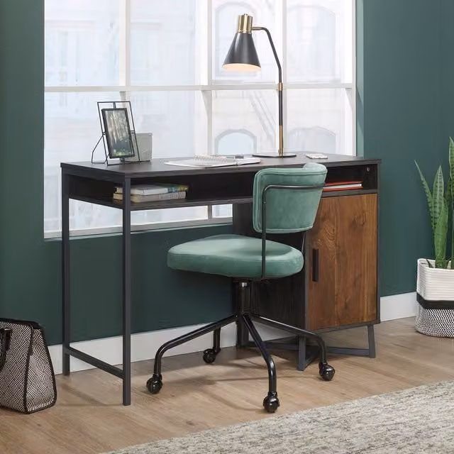 Teknik Canyon Lane Industrial Writing Desk in Brown Oak and Walnut – 1