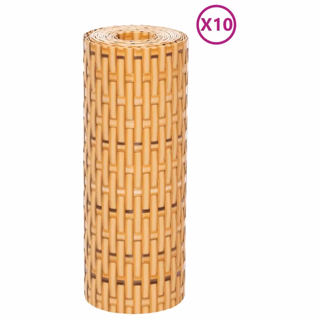 Berkfield Home Poly Rattan Balcony Screens, 10 Pieces, Light Brown, H 255 x W 19 cm – 3