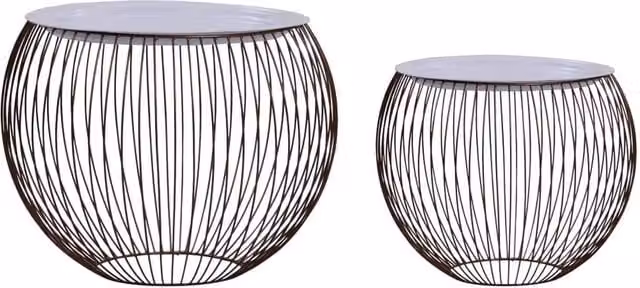 Berkfield Home Gold and White Modern Round Nested Coffee Table Set, 2 Pieces