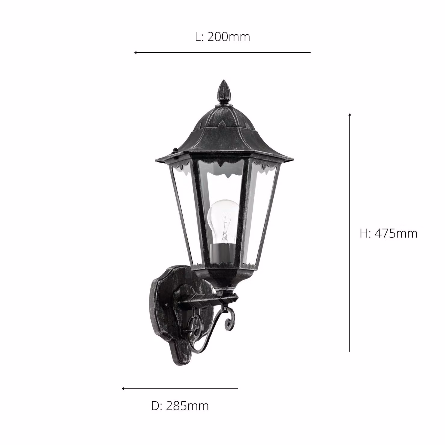 Eglo Navedo IP44 Outdoor Wall Lantern in Black with Transparent Glass and Metal – 3