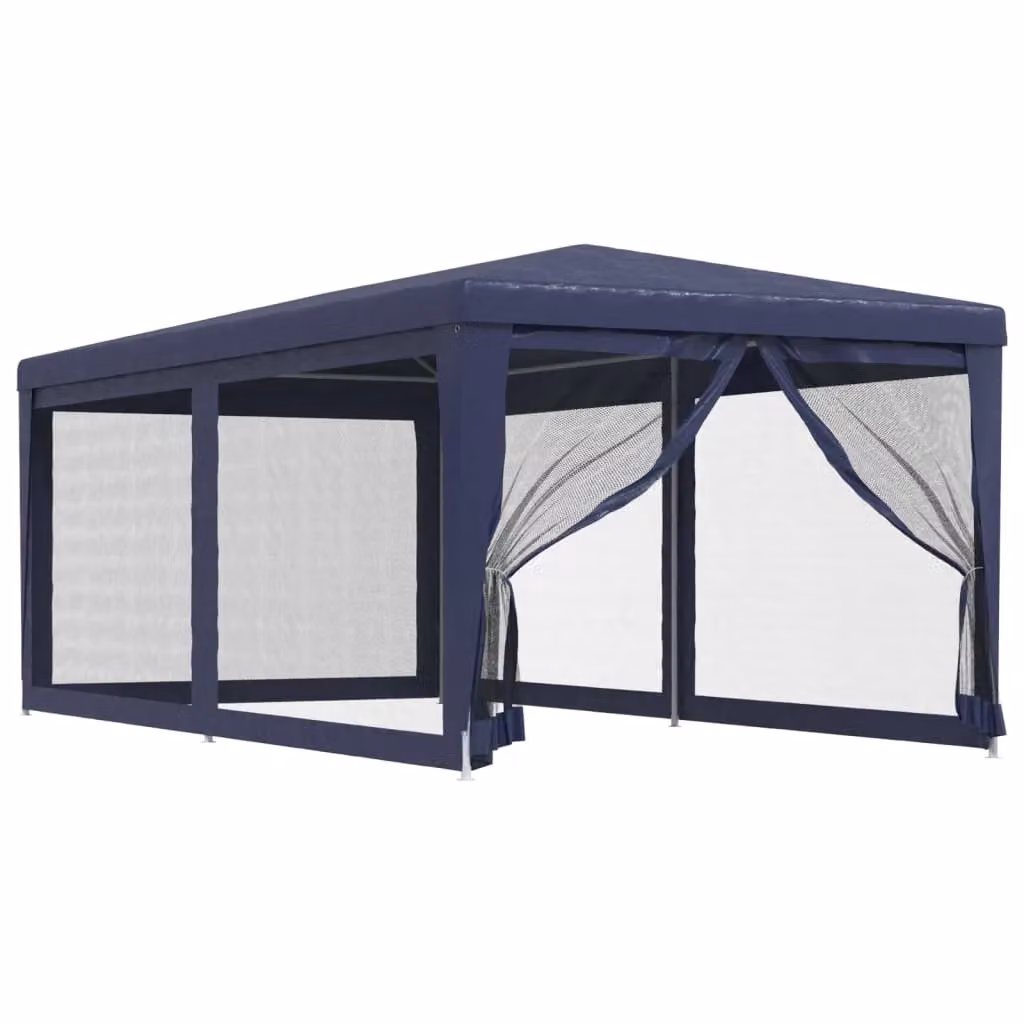 Berkfield Home Party Tent with 6 Mesh Sidewalls, Blue, W: 6 m, D: 3 m, H: 3 m – 2