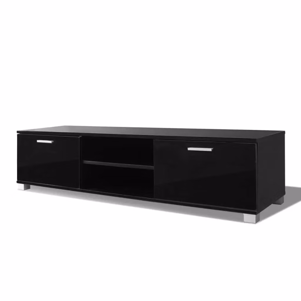Berkfield Home Modern High-Gloss Black TV Cabinet W/D/H: 140 x 40.3 x 34.7 cm – 2